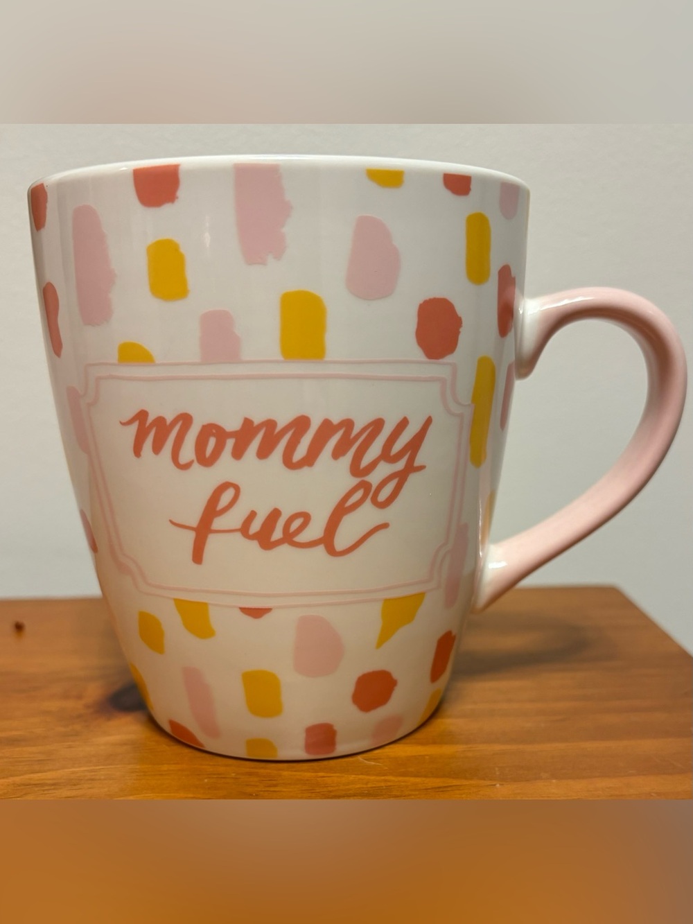 Mommy Fuel Ceramic Mug - Pink/Yellow Polka Dot